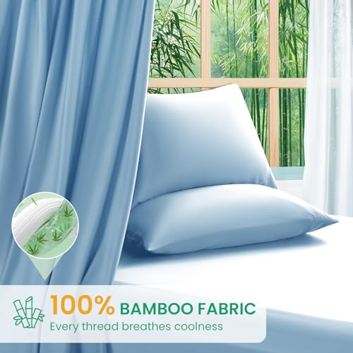 SONORO KATE 100% Viscose Derived from Bamboo_Sheets King Size, Ultra Breathable & Cooling Bed Sheets for Hot Sleepers, Hotel Luxury Silky Bedding Sheets, 16" Deep Pocket - 4PC (Teal Blue,King)