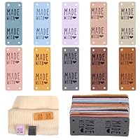 DSLSQD Handmade Label zum Annähen - 50 Stück Handgefertigte Etiketten aus PU Leder für Handarbeit, Labels zum Annähen, DIY Projekte, Kleidung, Taschen, Hüte