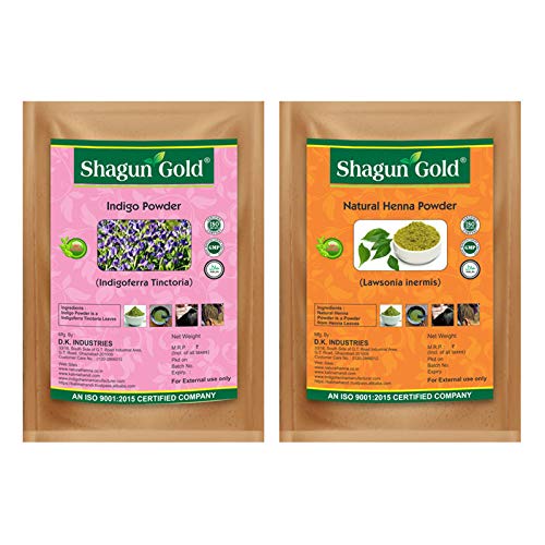 Shagun Gold By Organic Indigo +Henna Powder Combo for Black Hair Colour