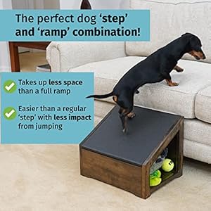 Step ramp for dogs solid hardwood with 3 finish options combination ramp step with storage cubby to save space for dogs who could use a helping step up made in north america  urban country home decor