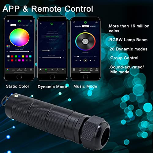 Azimom 6W Bluetooth/App Control Rgbw Fiber Optic Lights Star Ceiling Kit Sensor Music Mode Sensor Light Source With Remote 200Pcs 0.03In 6.5Ft Fiber Strands For Car & Home Interior Decoration #TOP1