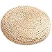 Chytaii Futon - Cojín redondo para el suelo, de ratán, hecho a mano, paja tejida, alfombra de yoga, decoración para salón de jardín
