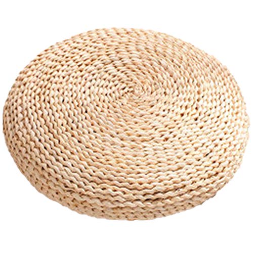 Chytaii Futon Paille Coussin de Sol Coussin Rond Pouf Rotin Faite à la Main Paille Tissé Tapis de Yoga Décoration pour Salon de Jardin
