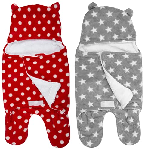Image of New Born Multi-Purpose Baby Boy's and Baby Girl's Blanket and Sleeping Bag (Red Grey, 0-6 Months)