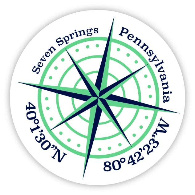 Seven Springs Pennsylvania 2-Inch Vinyl Decal Sticker Latitude Longitude Compass Design