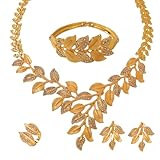 LifflyLadys Imitation Gold Necklace and Earring Bracelet for Women Nigerian Italian Bridal flaux24k Gold Jewelry Sets for Wedding Toga Party Accessories