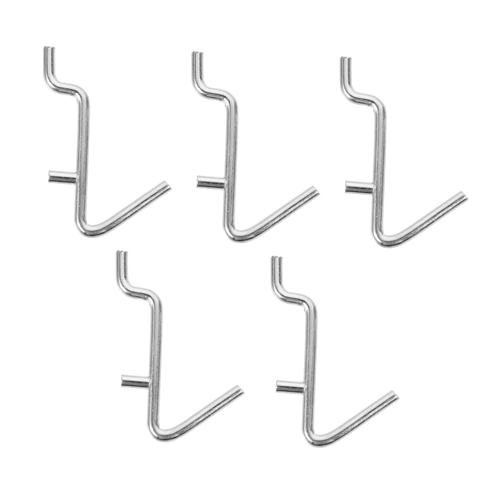 BUGUUYO Stainless Steel Pegboard Hangers 5pcs v Shape Hooks Perforated Wall Hooks for Storage Display Rack
