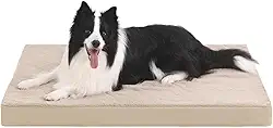 KSIIA Tapete ortopédico impermeável para cães grandes, de pelúcia, lavável, com espuma de ovo e capa removível, 104 x 69 cm, cáqui