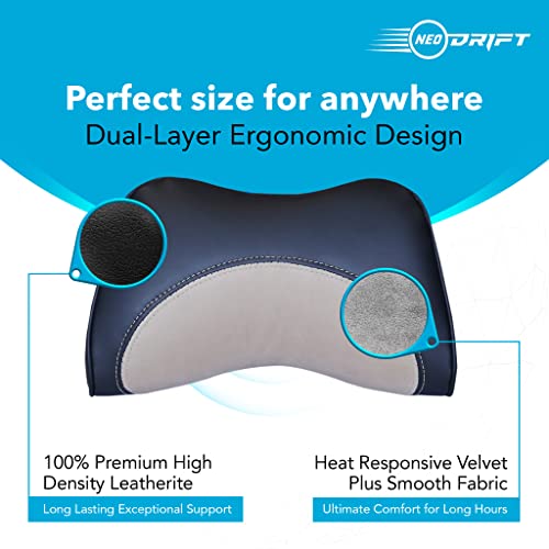 Image of Neodrift 'NeckFlow' - Memory Foam Orthopedic Neck Support Car Headrest Velvet Cushion Pillow for Neck, Head, Shoulder Pain-Relief for Car Seat, Gaming Chair, Office Chair (Set of 1) Colour - Beige