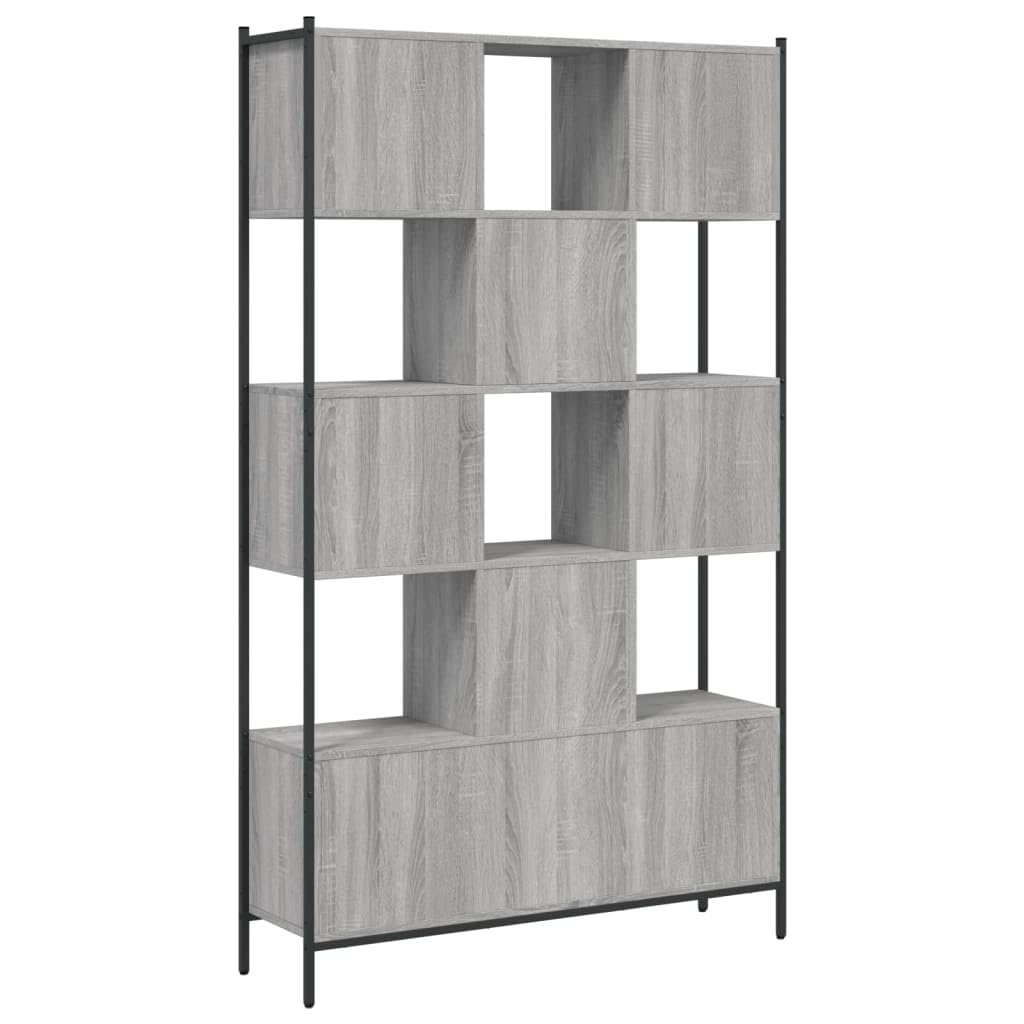 Estantería gris Sonoma 102 x 28 x 172 cm de material de madera con 5 estantes para salón, oficina y habitación infantil, solución de almacenamiento versátil, construcción estable, ahorra