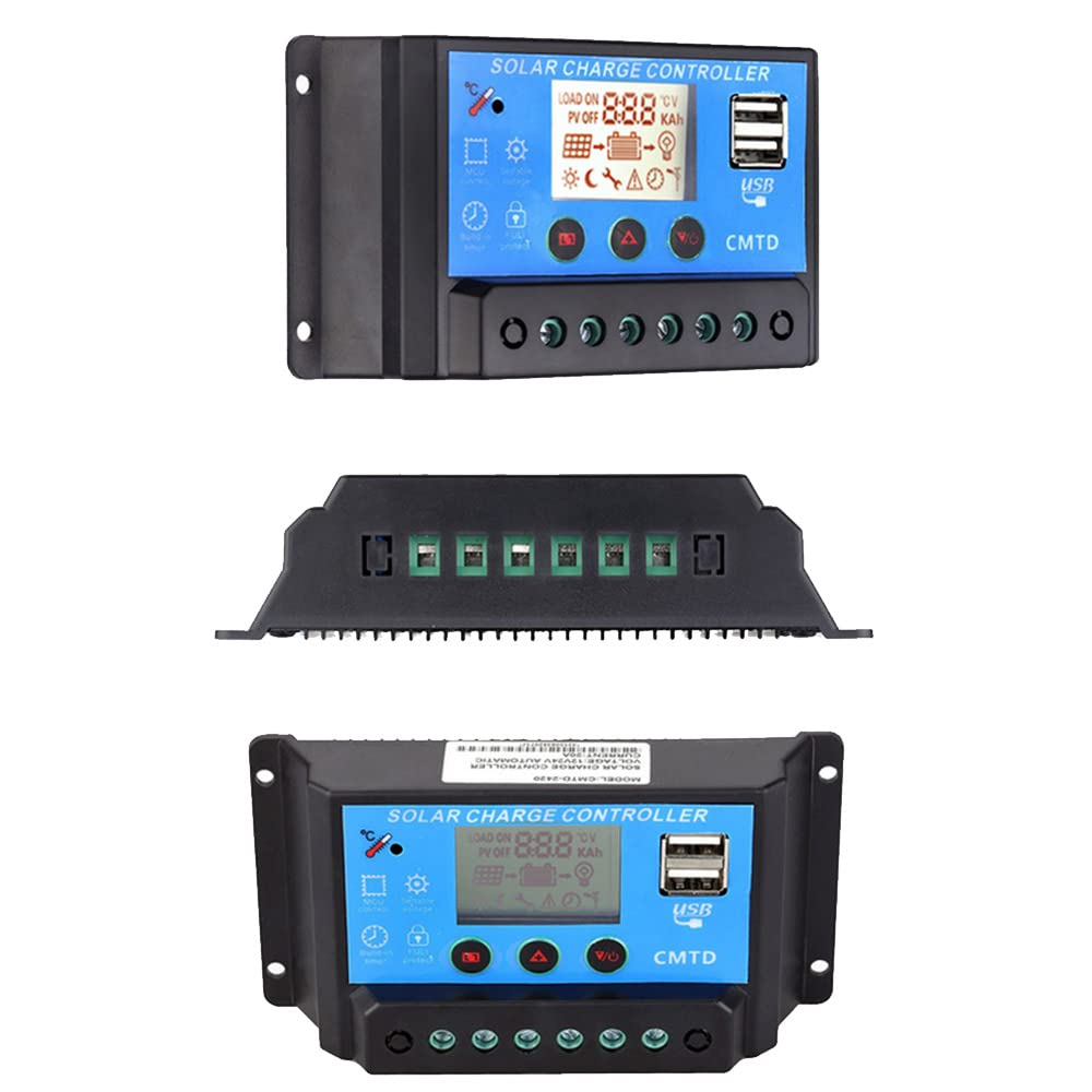 Ubersweet® 20A 12/24V Solar Charge Controller Dual USB LCD Display Auto Solar Cell Panel Charger Regulator Dual Output Charge and Discharge Controller'||-image-46