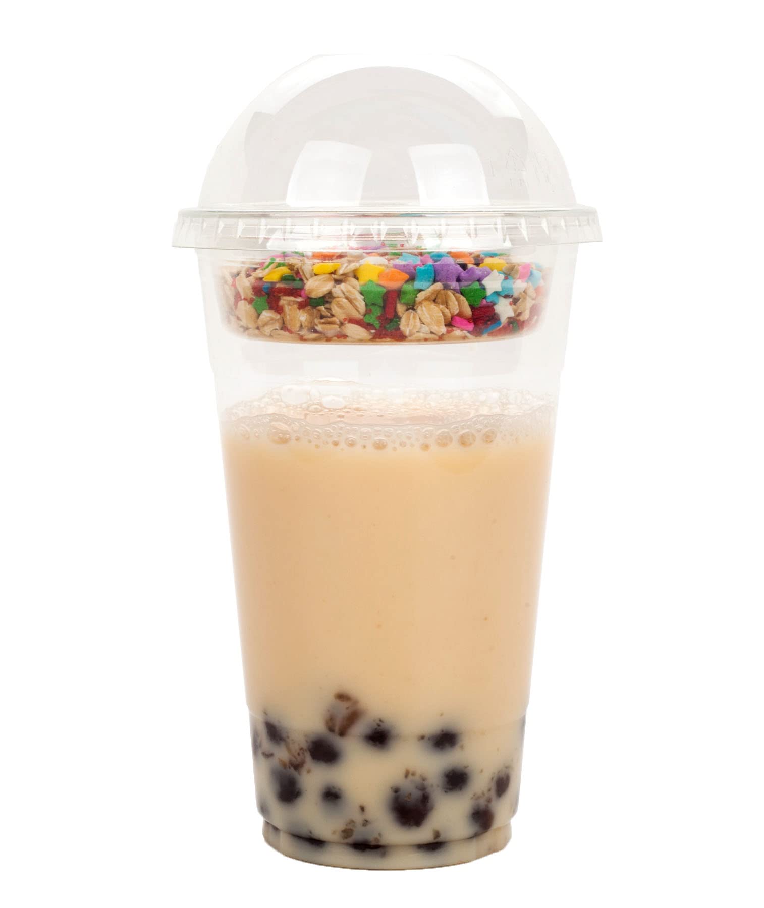 Golden Apple Cup series, 24oz-50sets Clear Plastic cups+4oz insert with Dome lids no hole, BPA Free(50cups+50inserts+50lids)