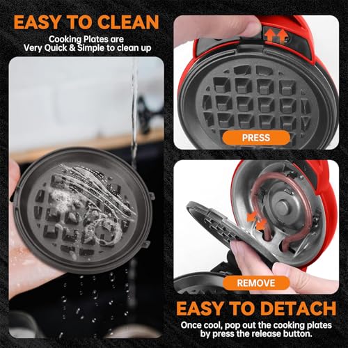 AHDXKUE 3 in 1 Waffle Maker Set Mini Waffle Maker Donut Maker with Changeable Plates, Non-Stick Pancake Maker for Snack, Food, Desserts, Waffles, Sandwiches, Family - Image 5