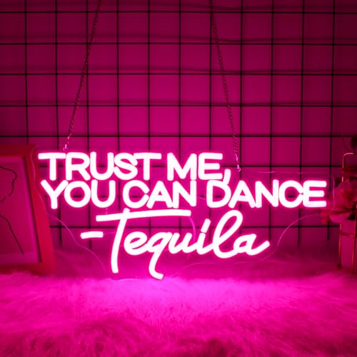 Image of You Can Dance Neon Sign, JGHTURIE Trust Me Neon Signs for Wall Decor Pink LED Light up Girls Room Party Club Preppy Decoration USB Powered