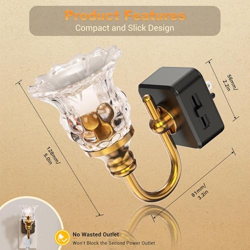 Image of JandCase Night Light, Floral Night Lights Plug into Wall 2 Pack