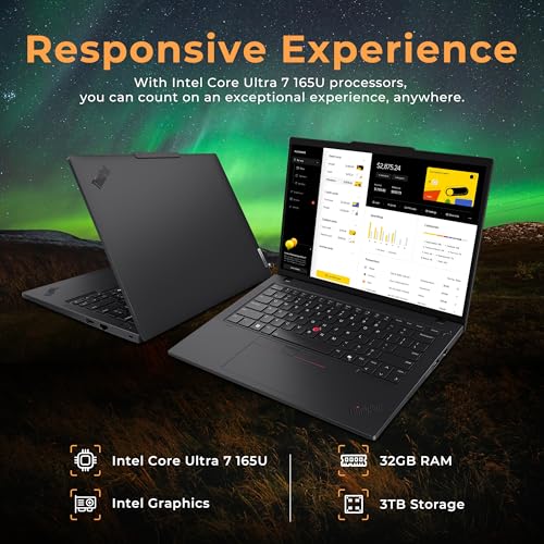 Image of Lenovo ThinkPad T14 Gen 5 14 inch WUXGA Laptop, Intel Ultra 7 165U-vPro Technology, 32GB RAM, 3TB Storage(2TB SSD+1TB Docking Station Set), Backlit Keyboard, Fingerprint, Win11 Pro, Black