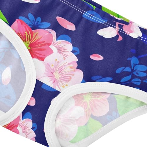 Pink Cherry Blossom Flowers Blue Toddler Underwear Floral 2t Cotton Little Girl Panties Fancy Briefs Girls Undies4