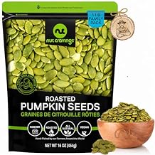 NUT CRAVINGS - Roasted & Unsalted Pumpkin Seeds, Pepitas, No Shell 16oz - 1 LB Packed Fresh in Resealable Bag - Nut Snack - Food Assortments