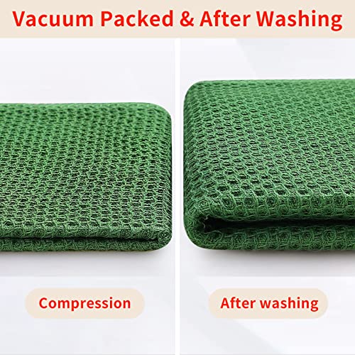 Homaxy 100% Cotton Waffle Weave Kitchen Dish Cloths, Ultra Soft Absorbent Quick Drying Dish Towels, 12 x 12 Inches, 12-Pack, Grass Green