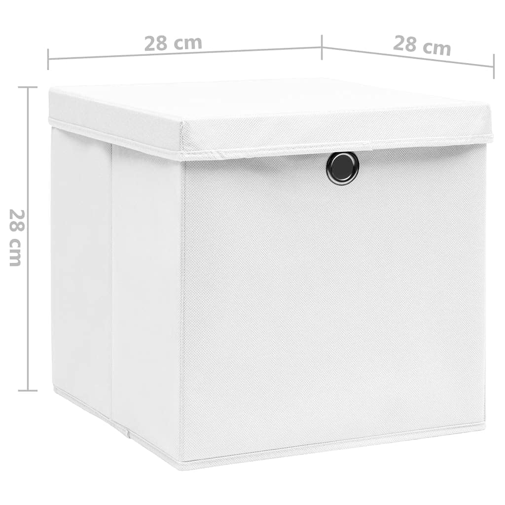 vidaXL 10x Aufbewahrungsbox mit Deckeln Zusammenklappbar Spielkiste Regalkorb Faltkiste Korb Kinderbox Box Kiste Faltbox 28x28x28cm Weiß