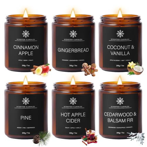 6 Pack Winter Candles for Home Scented, Aromatherapy Candles Gift for Women Men, 42oz 300 Hour Long Lasting Candle, Winter Candle Gift for Holiday, Gifts for Birthday, Valentine's Day