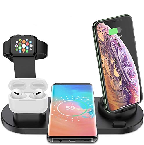 Wireless Charger, Acokki 4 in 1 Wireless Charging Stand for Apple Watch and Airpod, Charging Station for Multiple Devices,Qi Fast Charging Dock for iPhone Samsung