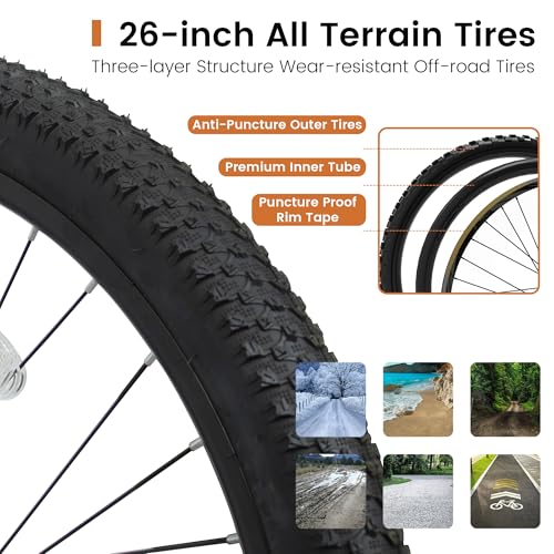 Image of Ecarpat 24 /26 /27.5 Inch Mountain Bike, Full /Front Suspension Mens Boys Mountain Bike with 21 Speed Steel Frame and Dual Disc Brakes, Adult Sport Bicycle for Trail City Road, Gift Choice