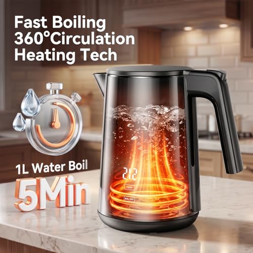 Tetera eléctrica con pantalla digital y control de temperatura 1.0L miniatura 3