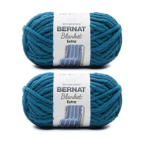 Image of Bernat Blanket Extra - Chunky Yarn for Hand Knitting, Crochet, Crafts & Amigurumi - #7 Jumbo - 21oz /600g - 194 Yards - Velveteal - (2 Pack)