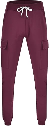 Miniatura 4 de Mens Casual Solid Jogger Pants Loose Multi Pocket Sweatpants Comfy Drawstring Straight Pants Classic-Fit Men Cargo Pants