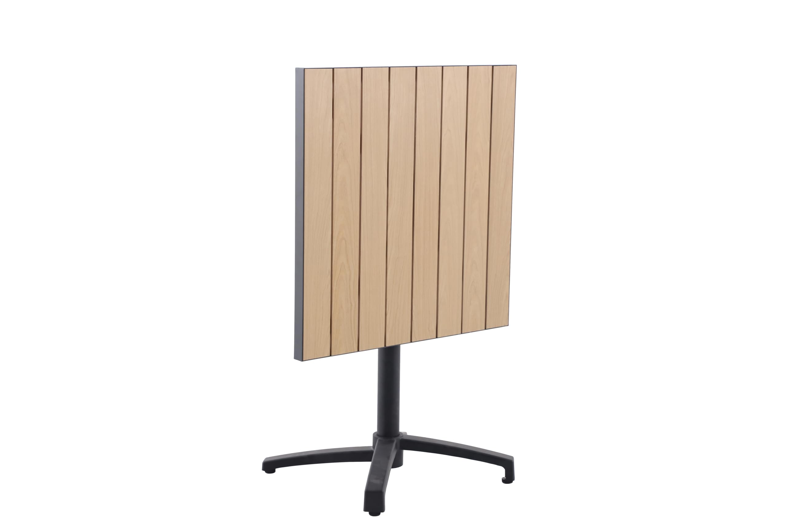 METRO Professional Table Carrée de terrasse SHAD, Rabattable, Aluminium, Aspect Bois, Résistante, Beige/Noir