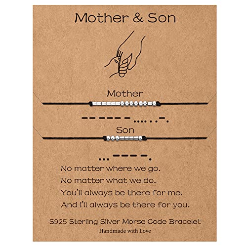 Image of MONOZO Mother's Day Gifts - Morse Code Bracelets for Mom from Son