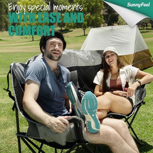 Image of SUNNYFEEL Double Camping Chair Oversized Loveseat for Adults