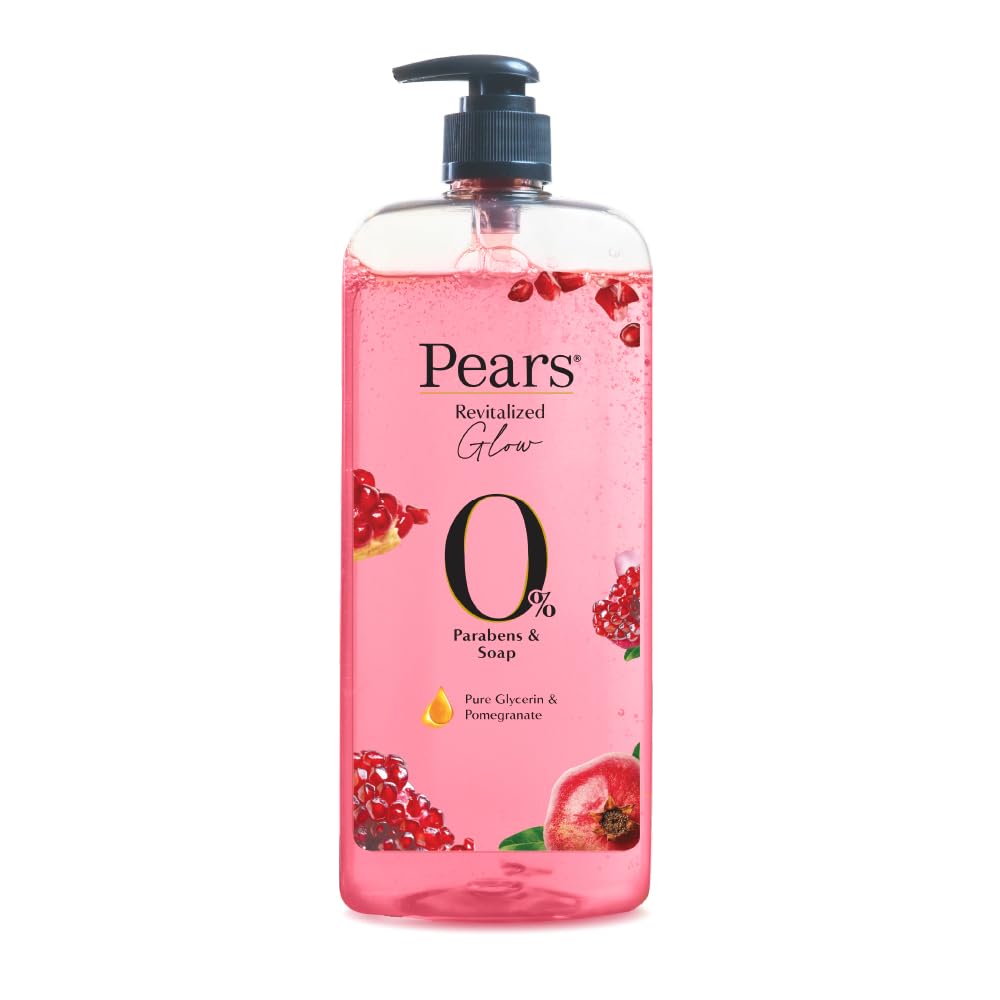 Pears 98% Pure Glycerin Revitalized Glow Body Wash with Pomegranate and 0% Parabens & Soap for a Revitalized Glow, 750ml