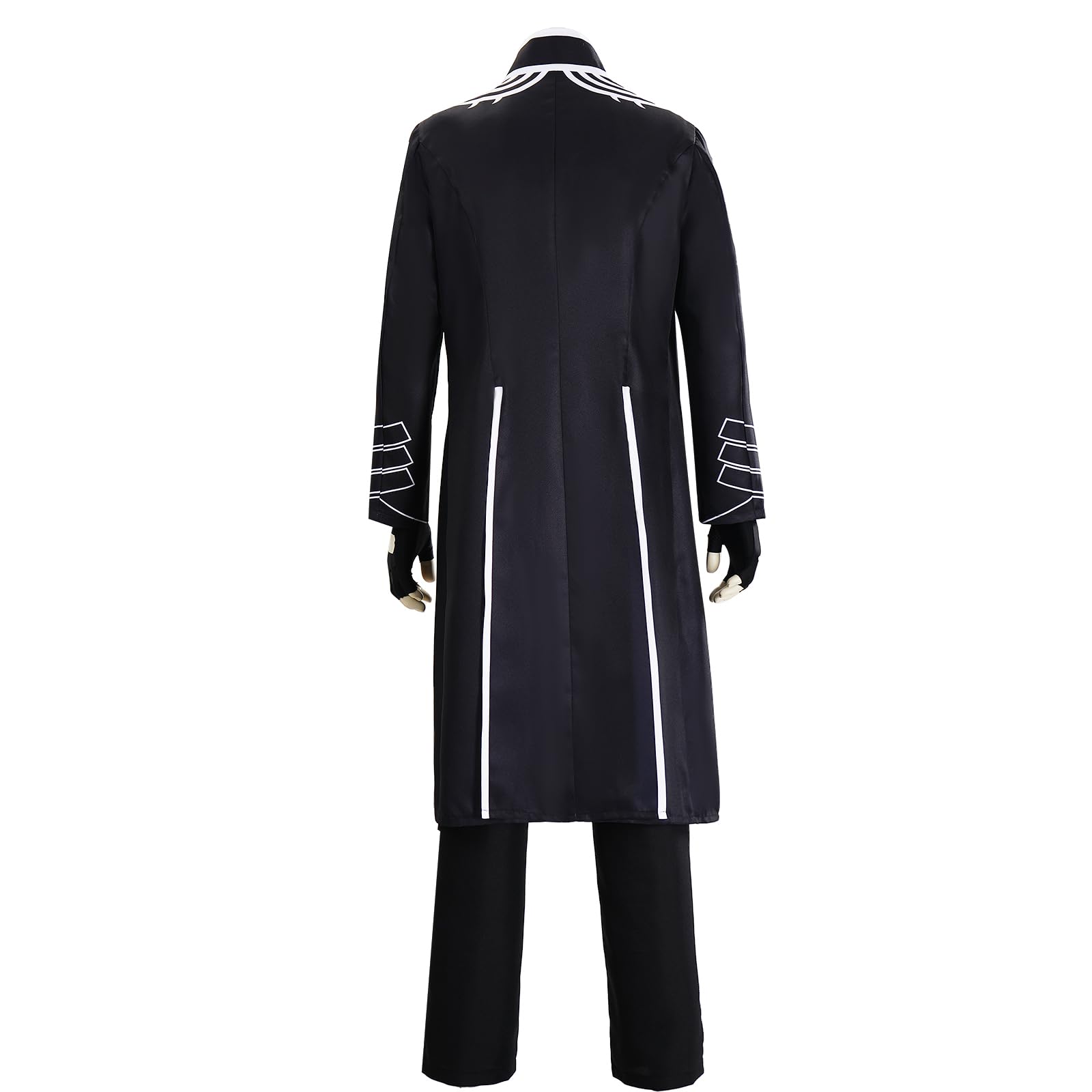 Vergil Costume da diavolo per adulti, per cosplay, nero, con cappotto lungo, gilet, pantaloni, guanti, set completo per Halloween e carnevale