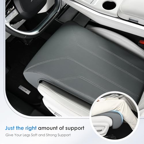 Image of FLORICH Car Seat Extender Leg Extender Support Cushion for Driver Seats Office Chair, Leather Carseat Leg Support for Long Drivers Universal Car Seat Cushion Legs Rest Pads-Light Grey