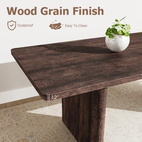 Image of GarveeHome Rectangular 63 inch-82.7 inch Extendable Dining Table with Round Corner | Spacious, Sturdy, Stable, Farmhouse, Scratch-Resistant, Durable, Easy to Assemble, Matches Any Chair Style, Sturdy Base