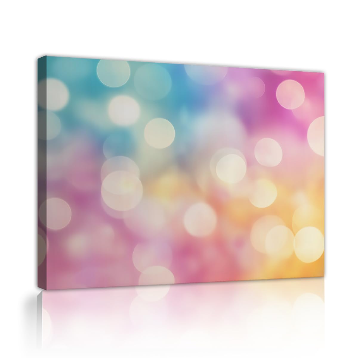 TOANGWALL Abstract Pastel Colorful Canvas Wall Art Blurred Bokeh Light Spots Circles Background Modern Aesthetic Print Framed Mural Poster for Bedroom Nursery Studio Decor 80x95cm