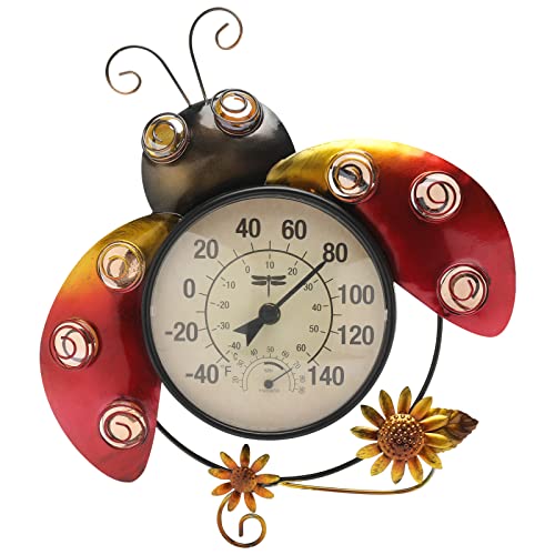 Indoor Outdoor Thermometer,Outdoor Metal Ladybug Patio Thermometers Hygrometers For Garden Yard Home,Garden Housewarming Gifts #TOP4