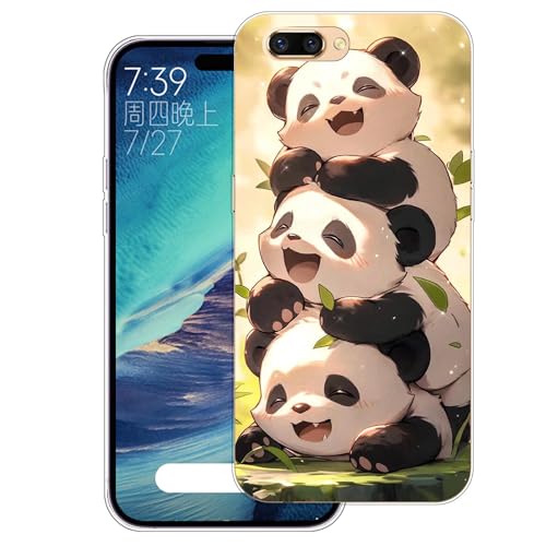 WUACYEAMING Cover per Oppo R11,Cover Case in Silicone Trasparente Ultra Sottile e Leggera, Anti Ingiallimento Custodia con Antiurto, Anti-Graffio e Retro TPU-(Tre panda)