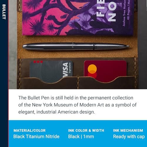 Image of Fisher Space Pen Dark Matter Black Titanium Nitride Bullet Pen, Pressurized Ballpoint Pen, Compact Size, Writes Upside Down, Extreme Temperatures, Black Ink, Medium Point, Gift Box, Made in USA