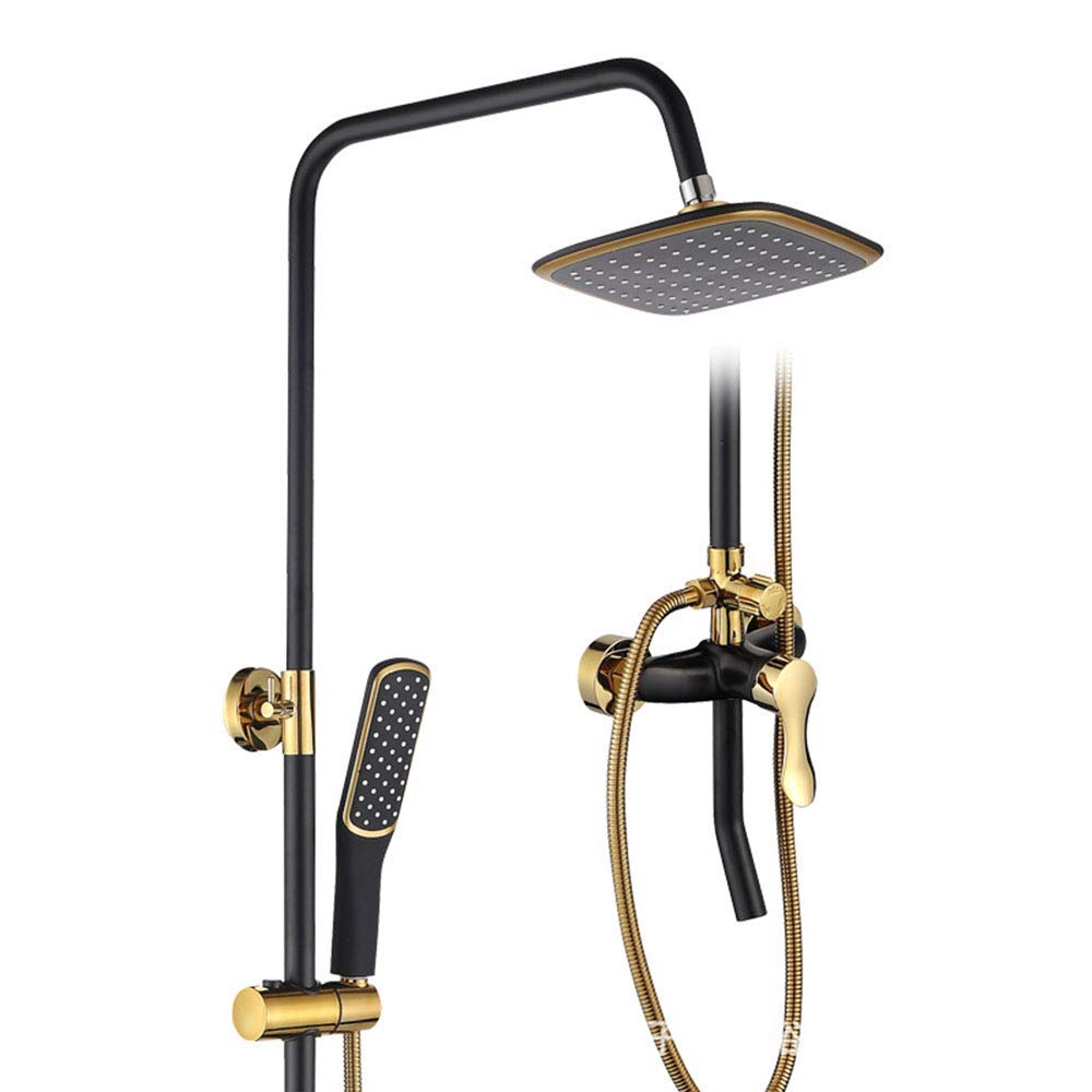 WOTZOV Bathroom Shower Mixer Rain Shower Black Wall Mount Shower Faucet Brass Bathroom Shower Set,