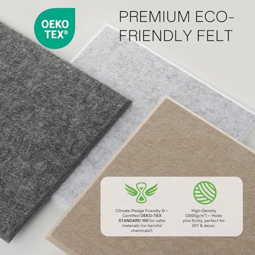 Image of MaxGear Felt Bulletin Board 36 inch x 24 inch, Dark Gray Felt Wall Tiles Push Pins