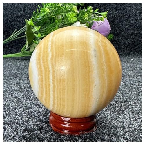 Decoración para el hogar con minerales bola de calcita amarilla 64mm 2