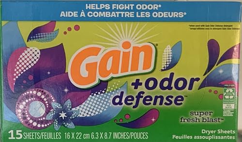 Gain + Odor Defense Super Fresh Blast Dryer Sheets, 15 Count (Pack of 1) - image 2