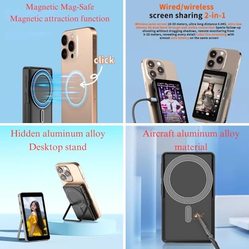 Image of TEKTONIC TSM-40 Magnetic Vlog Selfie Monitor with Stand - 1080P HD Wireless Phone Display Screen for iPhone & Android, Magnetic Mount Preview Monitor for Live Streaming, Vlogging & Content Creation