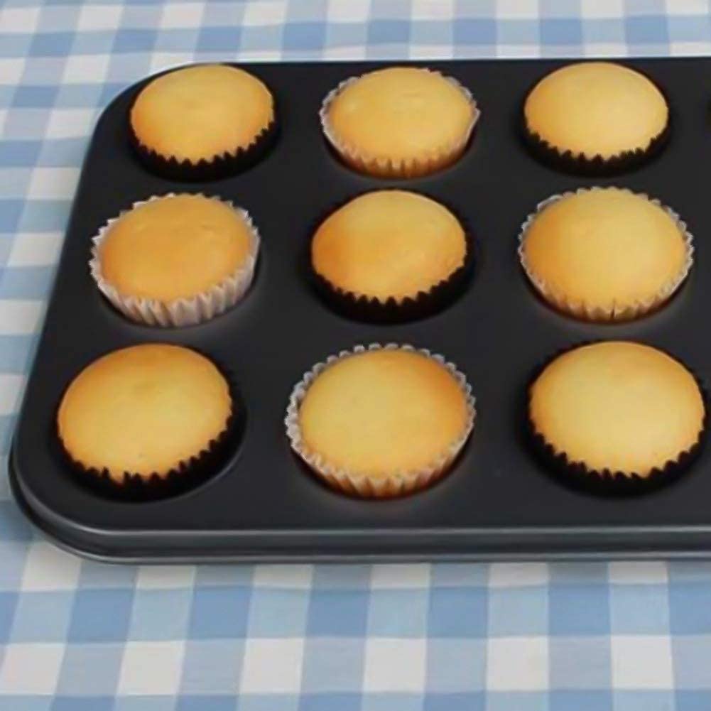 6/12 Holes Square Cupcake Pan Muffin Tray Cupcake Mold Muffin Pan Carbon Steel Baking Pan Non Stick Bakeware Biscuit Pan(12 Holes)