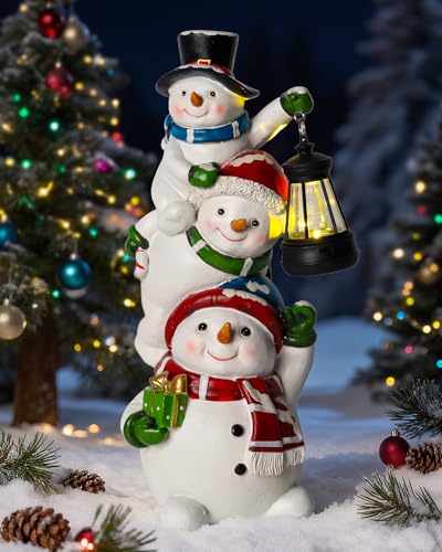 Christmas Snowman Decor with Solar Lantern, Outdoor Indoor Xmas Decoration,Outdoor Patio...