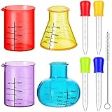 BBTO Verres à Liqueur de Chimie Laboratoire Compte-Gouttes en Silicone Pipettes 5ml avec Brosse Propre Décorations pour Cadeaux Noël Halloween Enfant