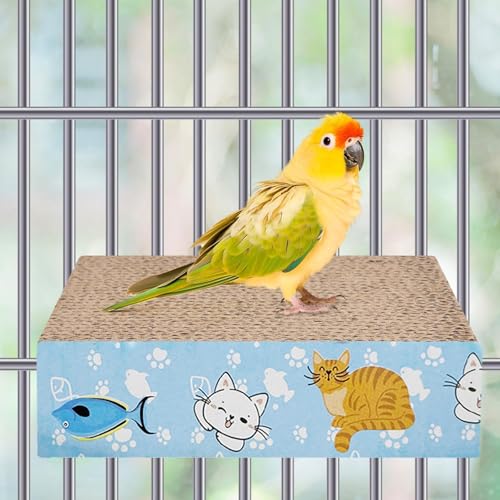 Image of Bird Perch Stand, Parrot Toys Parrot Chew Toys, Parrot Cardboard Bird Chew Toys Shredder Foraging Toys for Parakeet Parrot, Cockatiel, Conure, Lovebirds, S